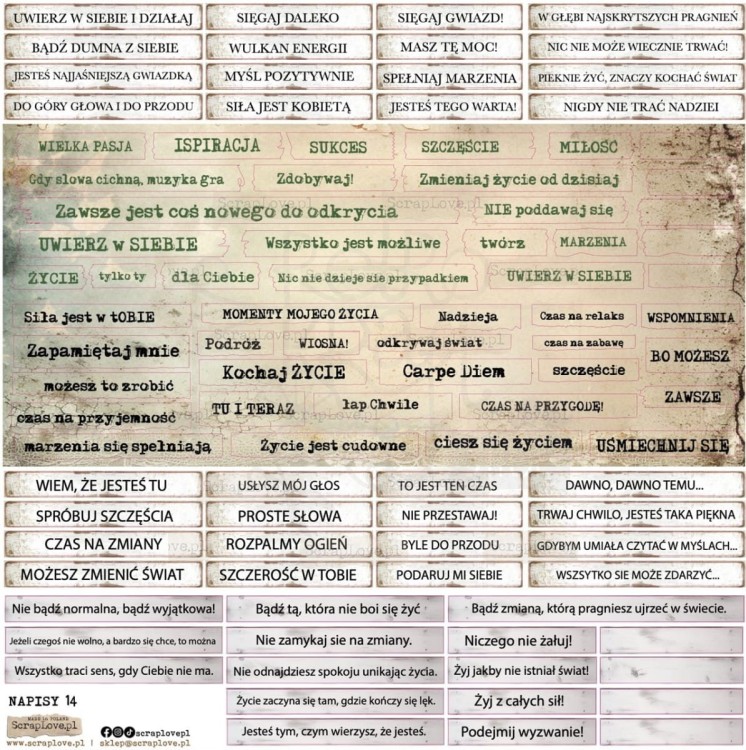 Naklejki papierowe do scrapbookingu i art journalingu Napisy 14 ScrapLove