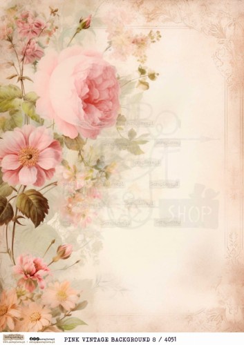 Papier ryżowy do decoupage A4 Pink Vintage Background 8 PR4051 ScrapLove