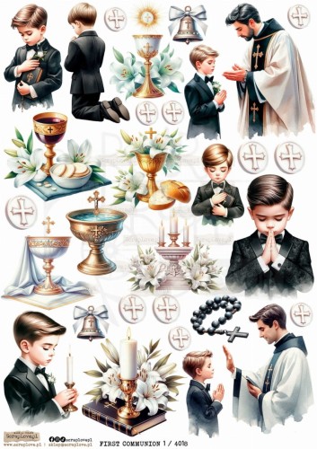 Papier ryżowy do decoupage A4 First Communion 1 PR4018 ScrapLove