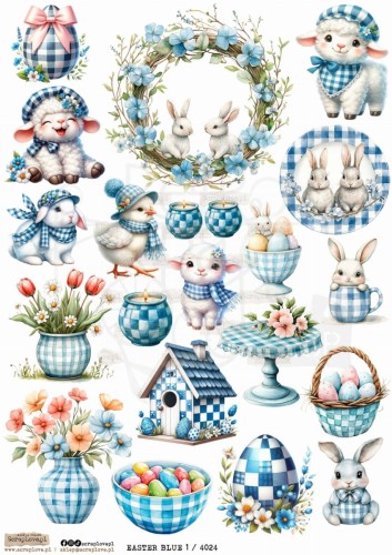 Papier ryżowy do decoupage A4 Easter Blue 1 PR4024 ScrapLove