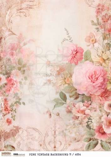 Papier ryżowy do decoupage A4 Pink Vintage Background 11 PR4054 ScrapLove