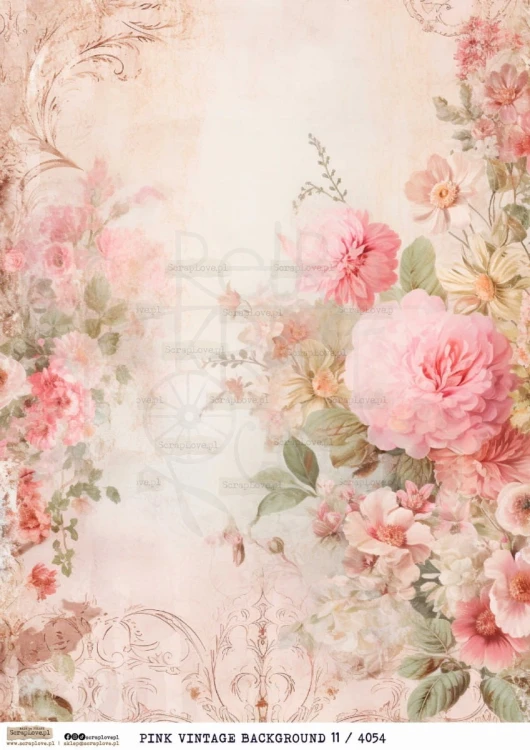 Papier ryżowy do decoupage A4 Pink Vintage Background 11 PR4054 ScrapLove