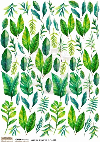 Papier ryżowy do decoupage A4 Green Leaves 1 PR4057 ScrapLove