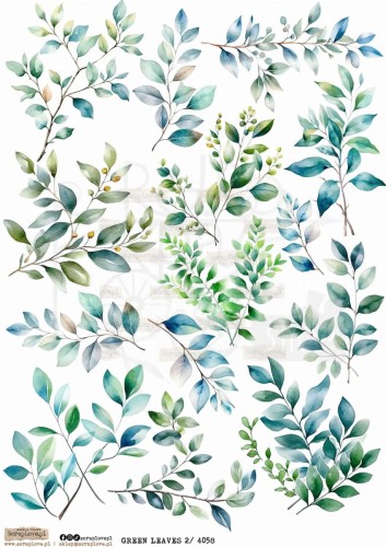 Papier ryżowy do decoupage A4 Green Leaves 2 PR4058 ScrapLove