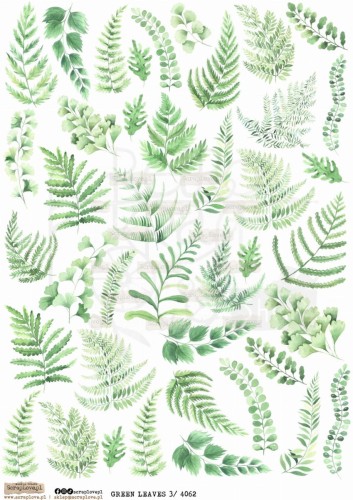 Papier ryżowy do decoupage A4 Green Leaves 3 PR4062 ScrapLove