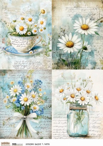 Papier ryżowy do decoupage A4 Spring Daisy 1 PR4076 ScrapLove