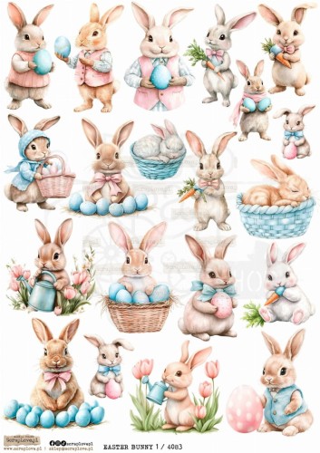 Papier ryżowy do decoupage A4 Easter Bunny 1 PR4083 ScrapLove