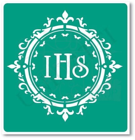 Szablon samoprzylepny Komunia IHS wianek z lilikami 389 Unicatti