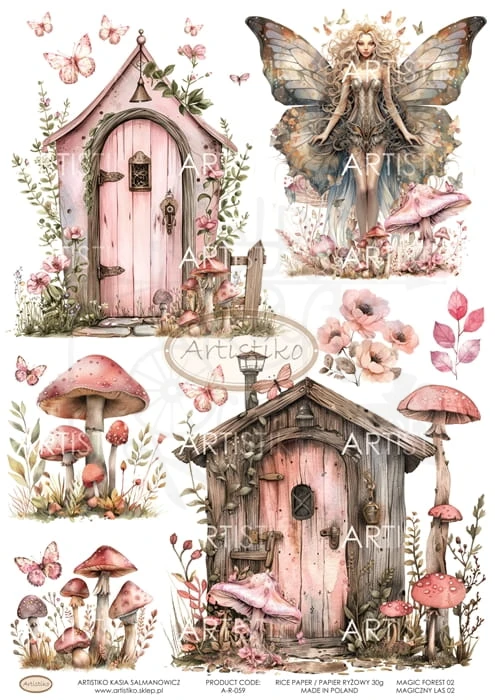 Papier ryżowy do decoupage A4 Magiczny las 02 A-R-059 Artistiko