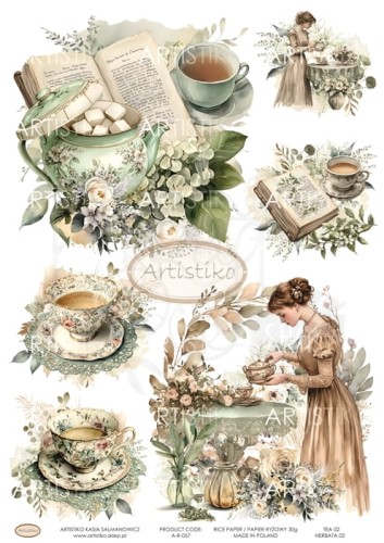 Papier ryżowy do decoupage A4 Herbata 02 A-R-057 Artistiko