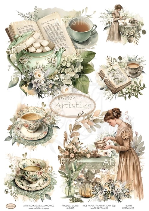 Papier ryżowy do decoupage A4 Herbata 02 A-R-057 Artistiko