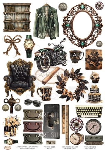 Papier do scrapbookingu A4 dodatki do wycinania Męski świat 02 A-P-070 Artistiko