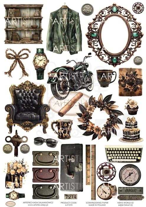 Papier do scrapbookingu A4 dodatki do wycinania Męski świat 02 A-P-070 Artistiko