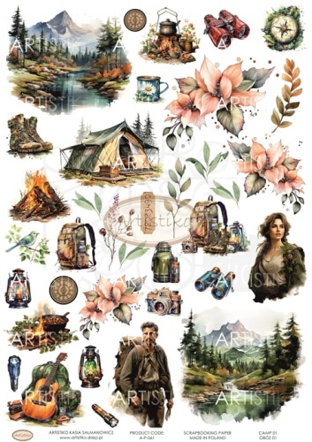 Papier do scrapbookingu A4 dodatki do wycinania Obóz 01 A-P-061 Artistiko