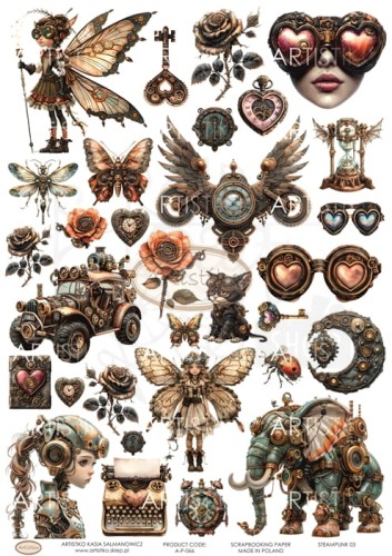 Papier do scrapbookingu A4 dodatki do wycinania Steampunk 03 A-P-066 Artistiko