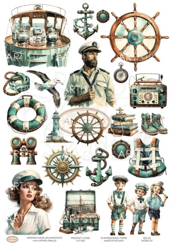 Papier do scrapbookingu A4 dodatki do wycinania Morze 02 A-P-063 Artistiko