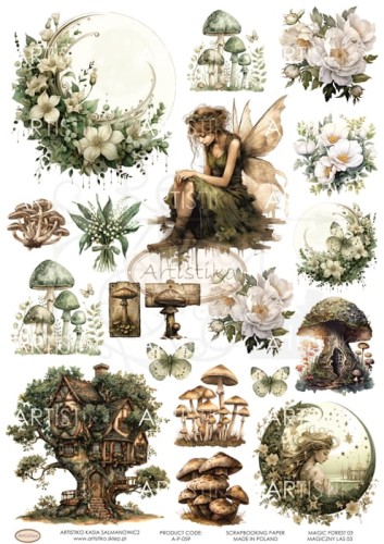 Papier do scrapbookingu A4 dodatki do wycinania Magiczny las 03 A-P-059 Artistiko