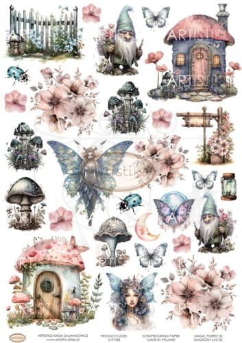 Papier do scrapbookingu A4 dodatki do wycinania Magiczny las 02 A-P-058 Artistiko
