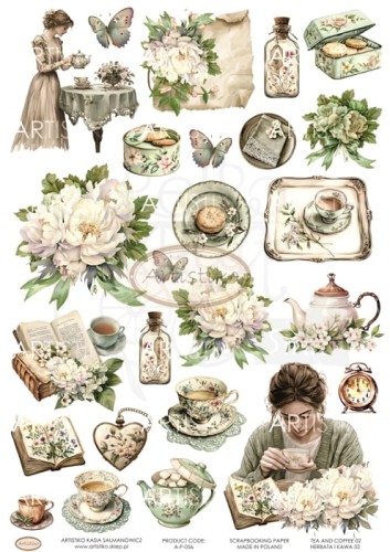Papier do scrapbookingu A4 dodatki do wycinania Herbata i kawa 02 A-P-056 Artistiko