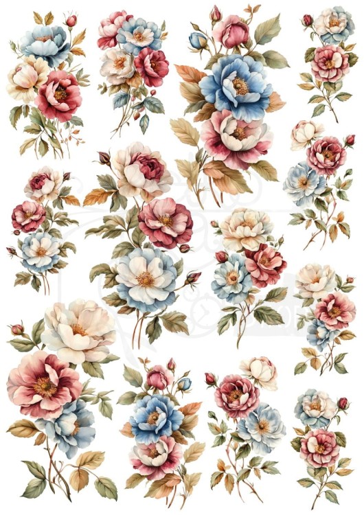 Rub-on transfer A4 Miniature Flowers 2 LBRO158 LaBlanche