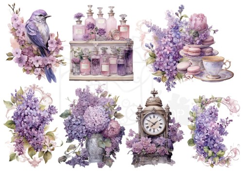 Rub-on transfer A4 Spring in Purple 2 LBRO154 LaBlanche