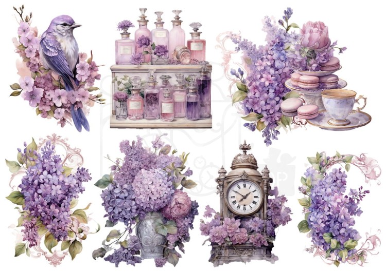 Rub-on transfer A4 Spring in Purple 2 LBRO154 LaBlanche
