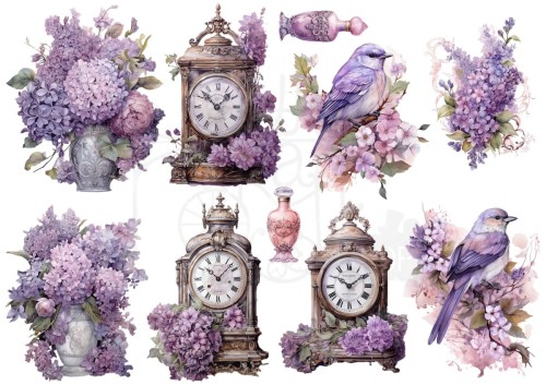 Rub-on transfer A4 Spring in Purple 1 LBRO153 LaBlanche