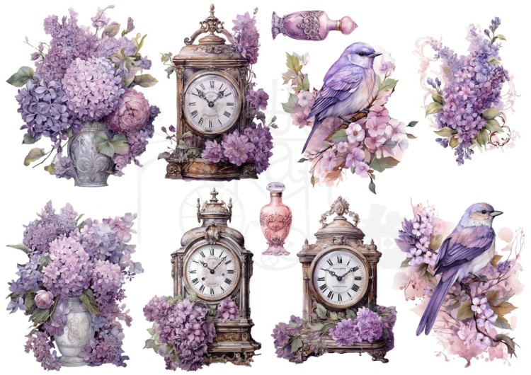 Rub-on transfer A4 Spring in Purple 1 LBRO153 LaBlanche