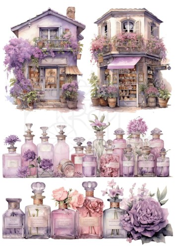 Rub-on transfer A4 Spring in Purple 3 LBRO156 LaBlanche