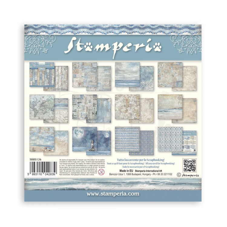Zestaw papierów do scrapbookingu 20x20 Silent Sea Tła SBBS126 Stamperia