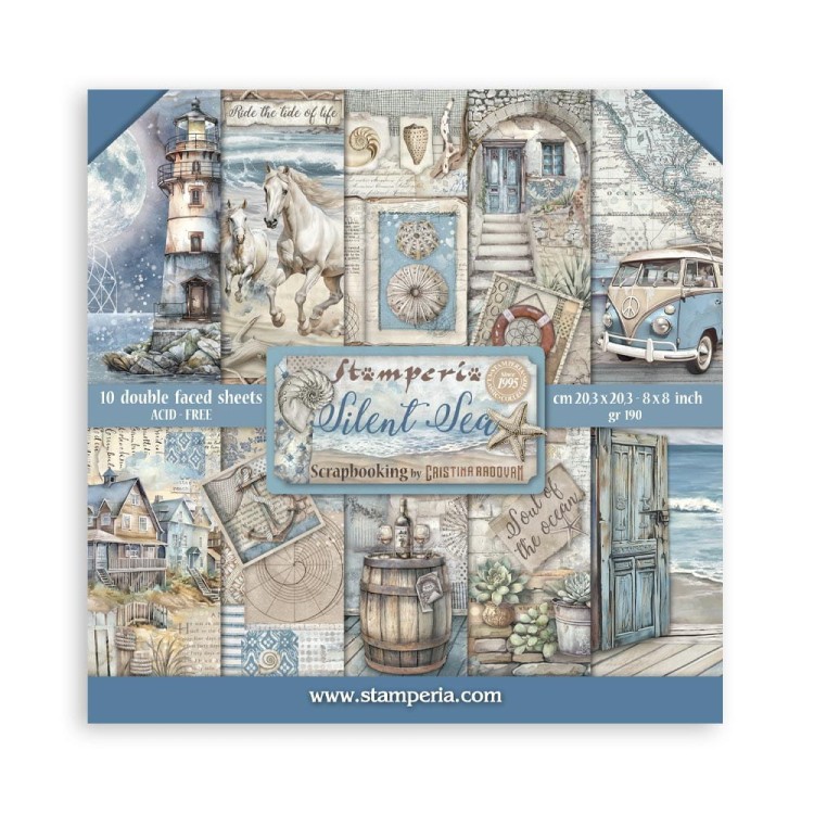 Zestaw papierów do scrapbookingu 20x20 Silent Sea SBBS125 Stamperia