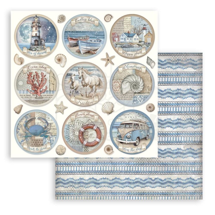 Zestaw papierów do scrapbookingu 20x20 Silent Sea SBBS125 Stamperia