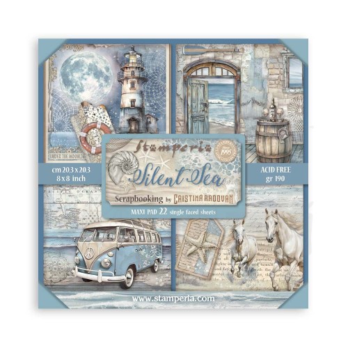 Zestaw papierów jednostronnych do scrapbookingu 20x20 Silent Sea 22ark SBBSXB12 Stamperia