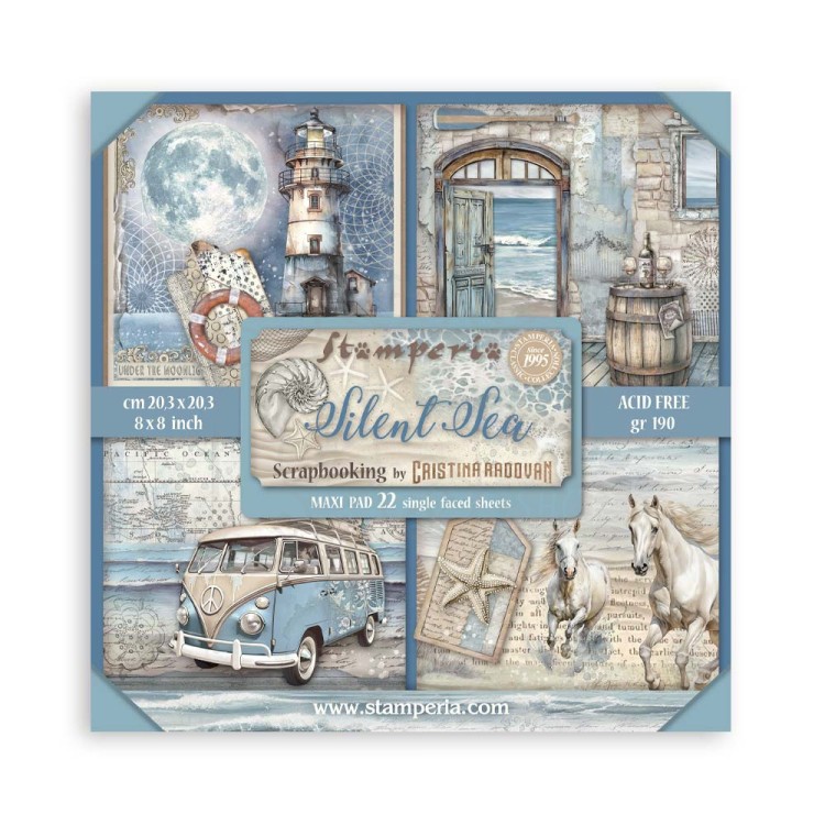 Zestaw papierów jednostronnych do scrapbookingu 20x20 Silent Sea 22ark SBBSXB12 Stamperia