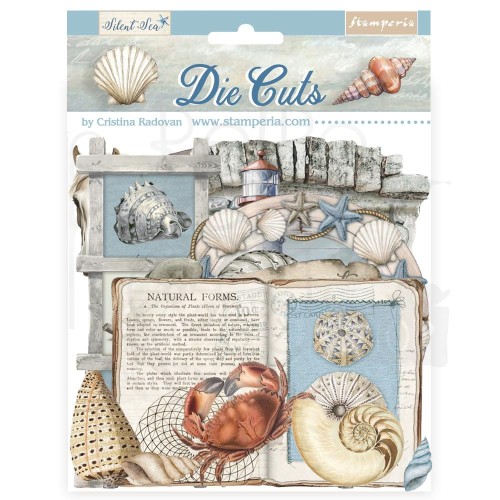 Ozdoby kształty tekturowe Die Cuts Silent Sea 37szt DFLDC115 Stamperia