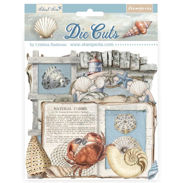 Ozdoby kształty tekturowe Die Cuts Silent Sea 37szt DFLDC115 Stamperia