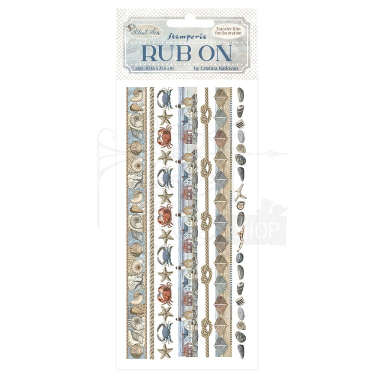 Rub-on transfer 10x21.6cm Silent Sea Paski DFLRB159 Stamperia