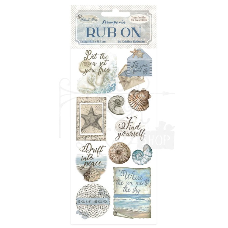 Rub-on transfer 10x21.6cm Silent Sea Muszle DFLRB158 Stamperia