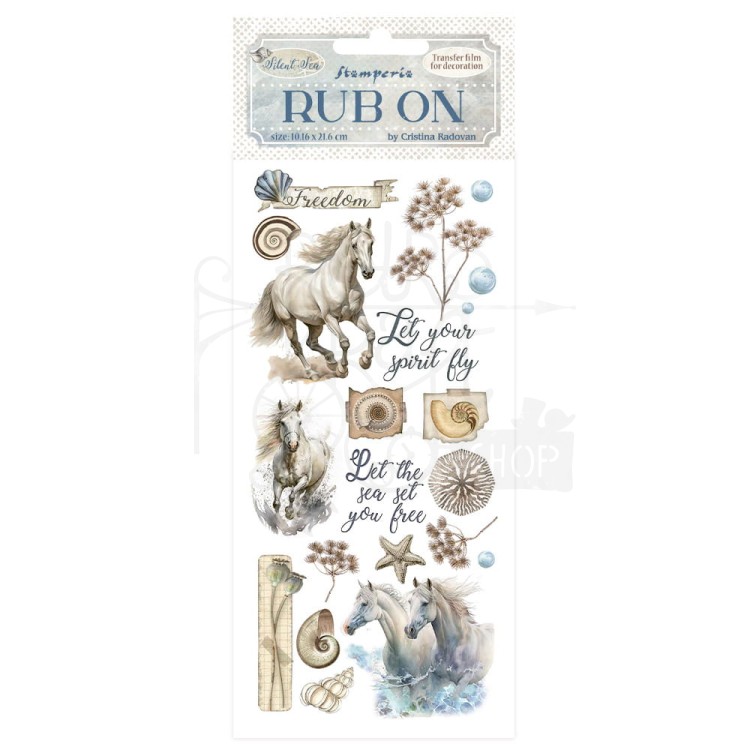 Rub-on transfer 10x21.6cm Silent Sea Konie DFLRB156 Stamperia