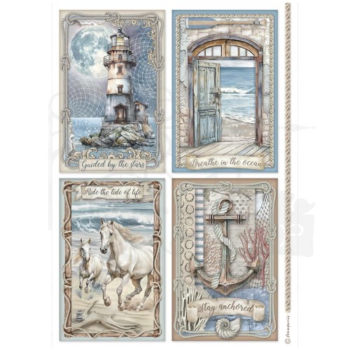 Papier ryżowy do decoupage A4 Silent Sea 4 karty DFSA41029 Stamperia