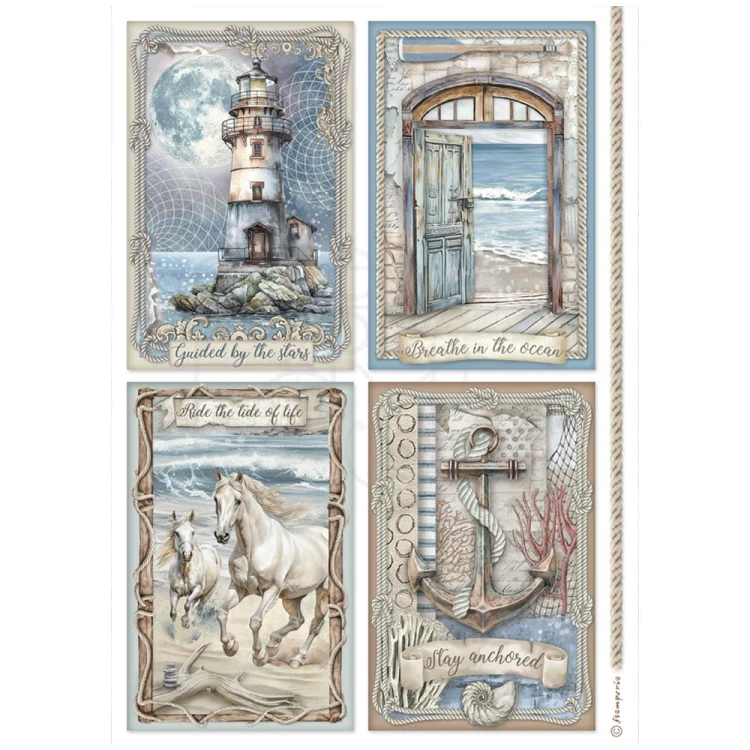 Papier ryżowy do decoupage A4 Silent Sea 4 karty DFSA41029 Stamperia