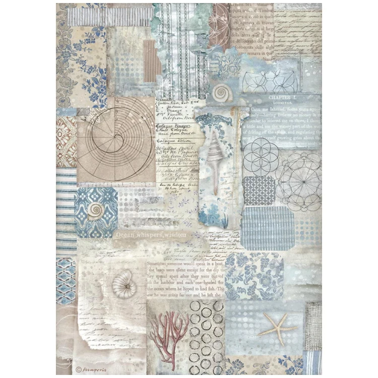 Papier ryżowy do decoupage A4 Silent Sea Tekstura DFSA41027 Stamperia