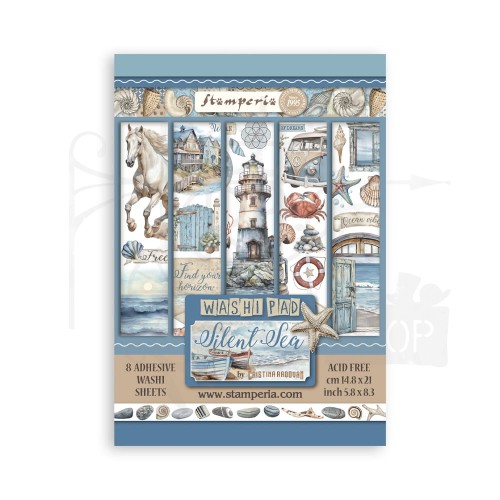 Papier washi A5 Silent Sea 8 ark SBW19 Stamperia