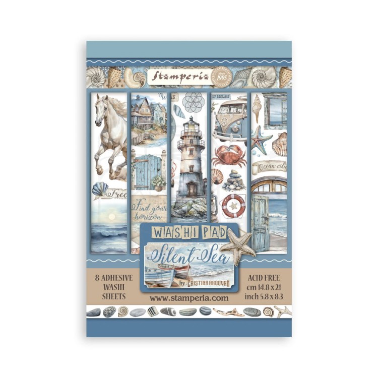 Papier washi A5 Silent Sea 8 ark SBW19 Stamperia
