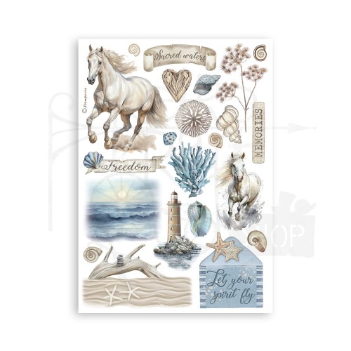 Papier washi A5 Silent Sea 8 ark SBW19 Stamperia