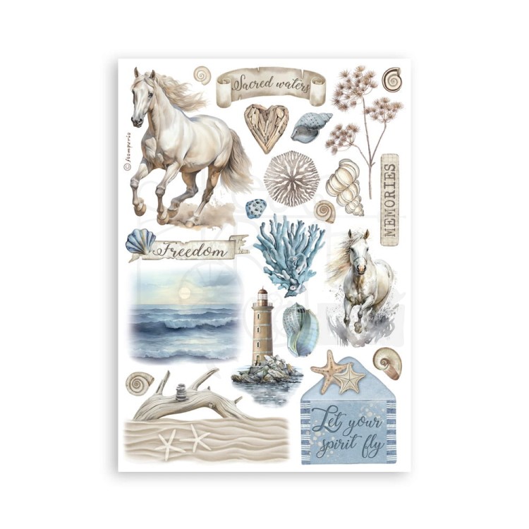 Papier washi A5 Silent Sea 8 ark SBW19 Stamperia