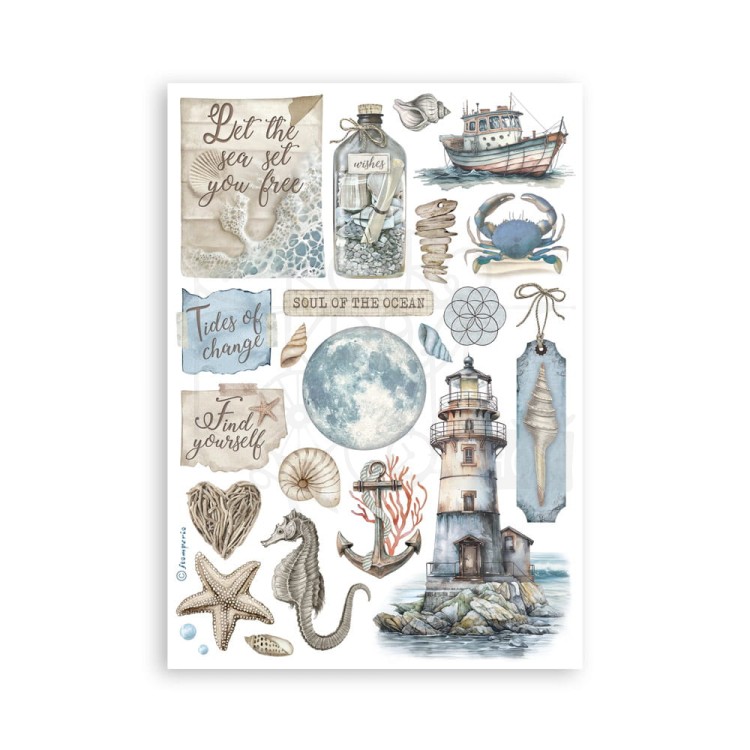 Papier washi A5 Silent Sea 8 ark SBW19 Stamperia