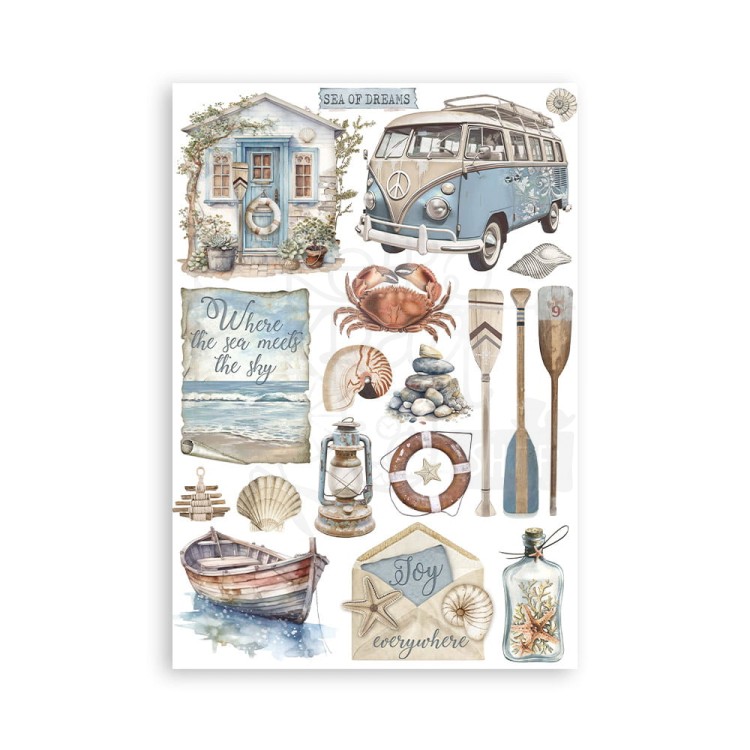 Papier washi A5 Silent Sea 8 ark SBW19 Stamperia