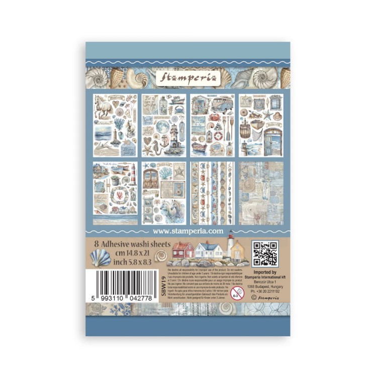 Papier washi A5 Silent Sea 8 ark SBW19 Stamperia