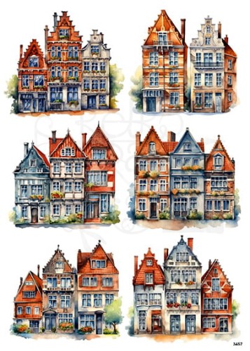 Papier ryżowy do decoupage A4 Kamieniczki 3457